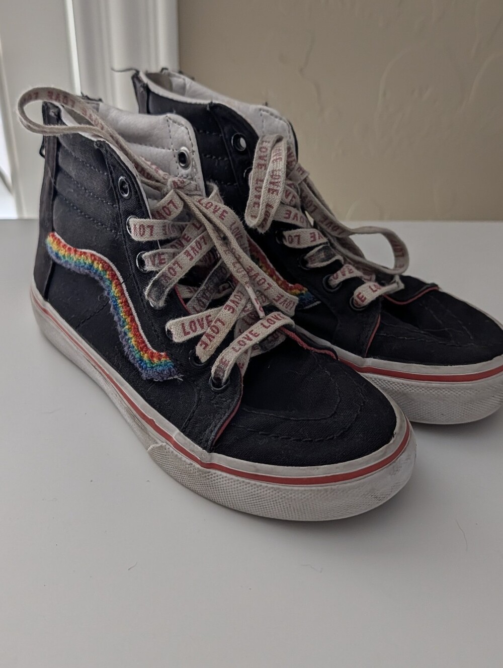 Vans Sk8-Hi Zip Kids Shoes Canvas Chenille Rainbow Black Multi Size 1